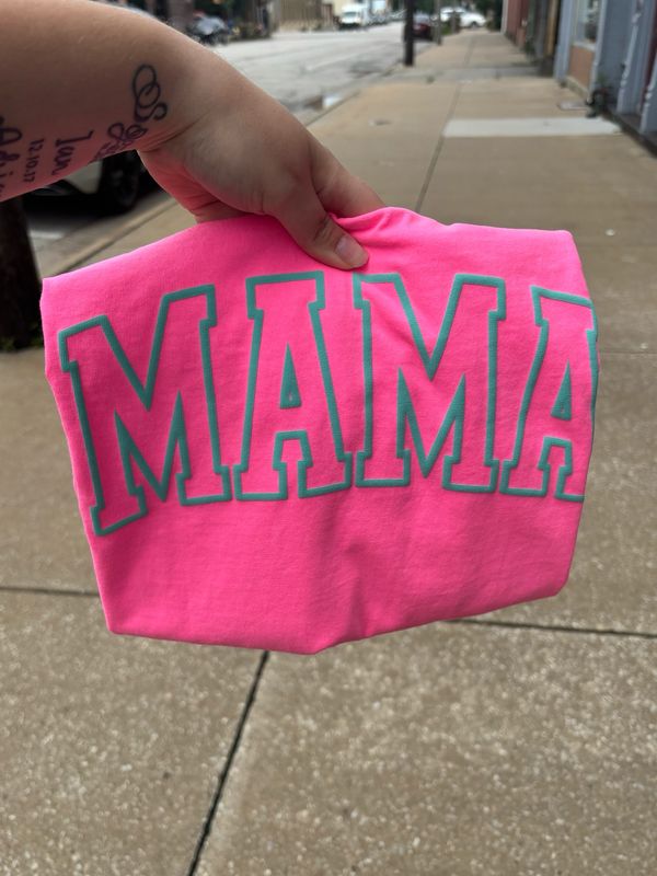 Mama Teal Puff Tee