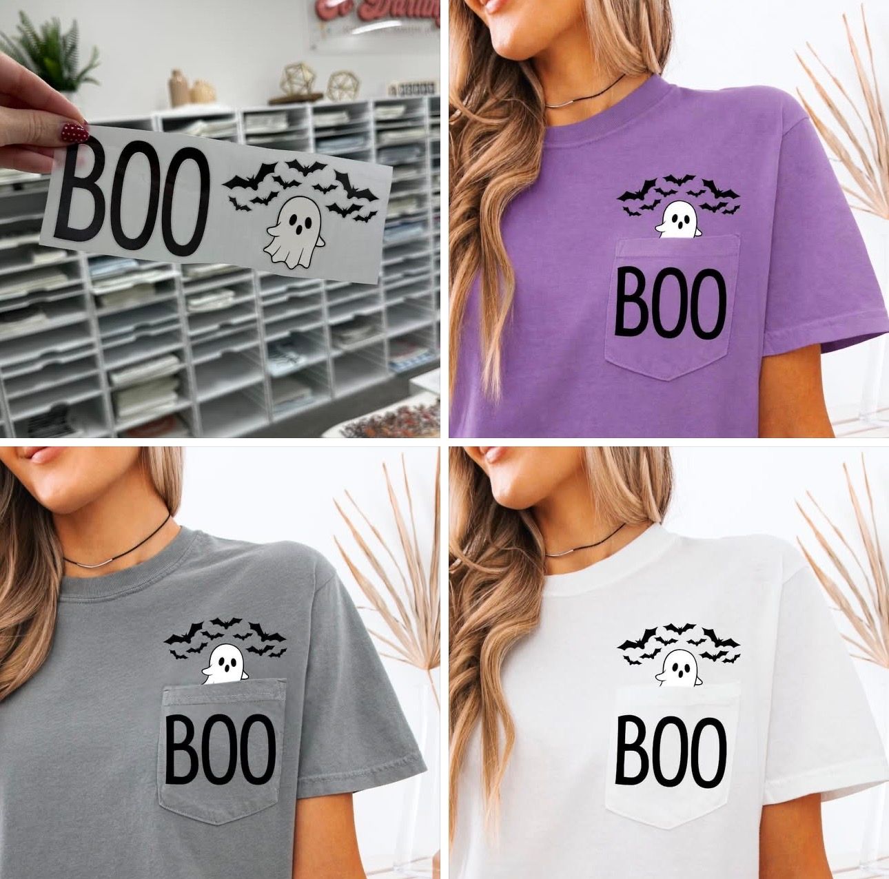 Boo Ghost Comfort Colors Pocket Tee