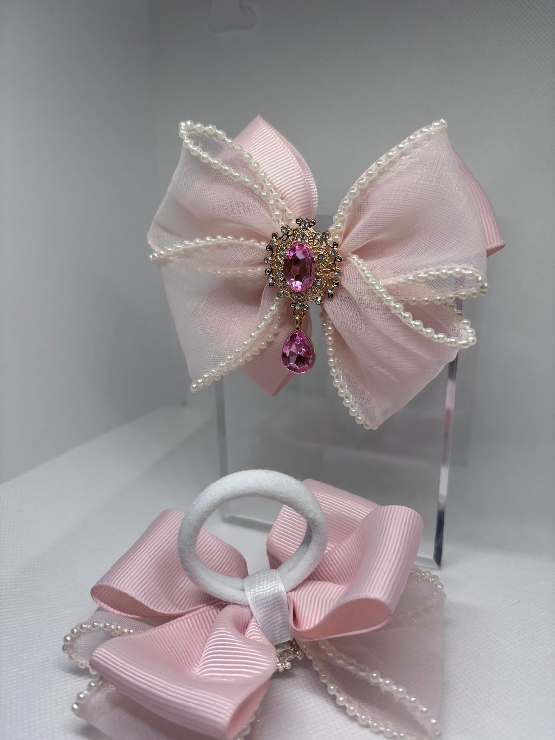 Hair Bows with Teardrop Pendant