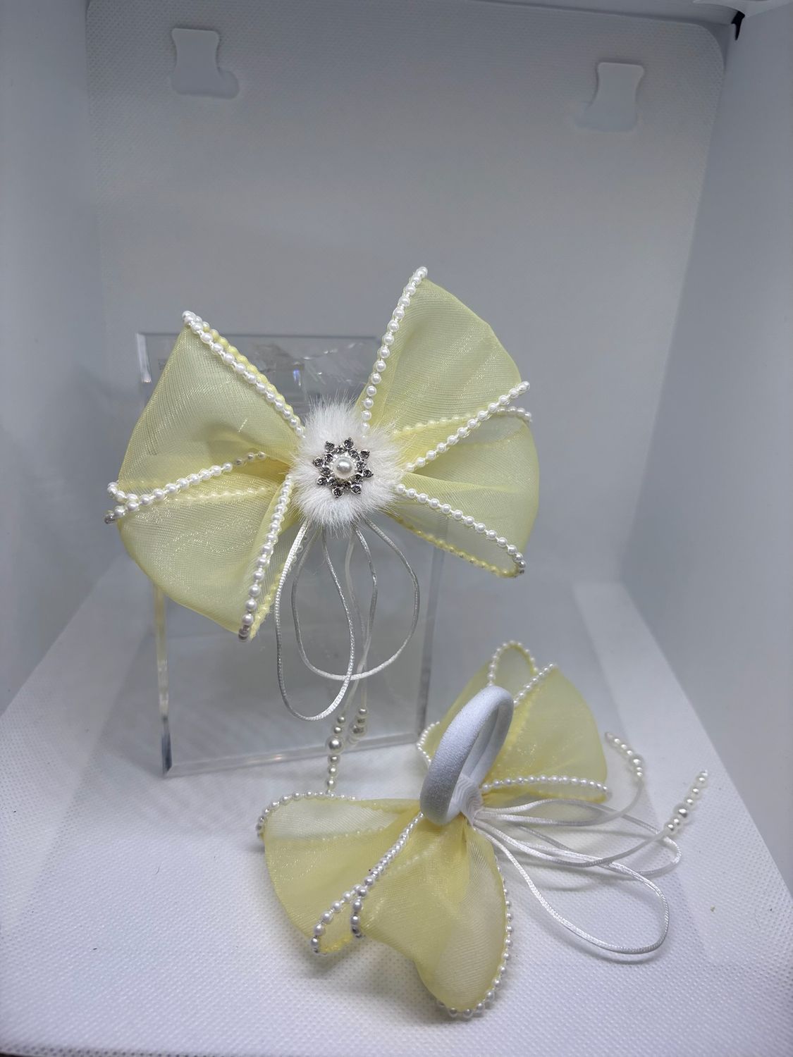 Organza bow with rhinestones