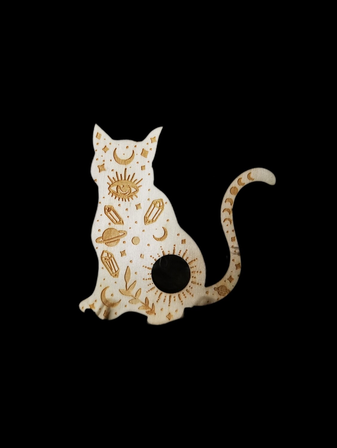 Wooden Sphere Stands Cat