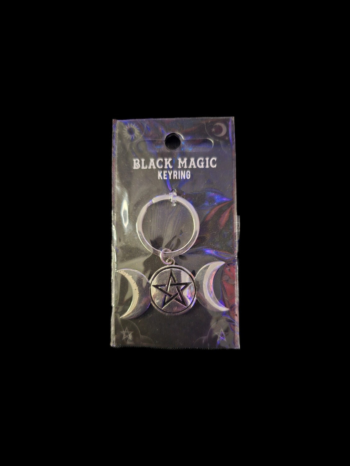 Black Magic Keyring (Pentagram Moons)