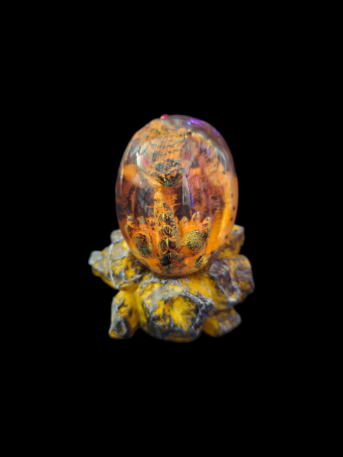 Dragon Baby on Nest Stand Orange 