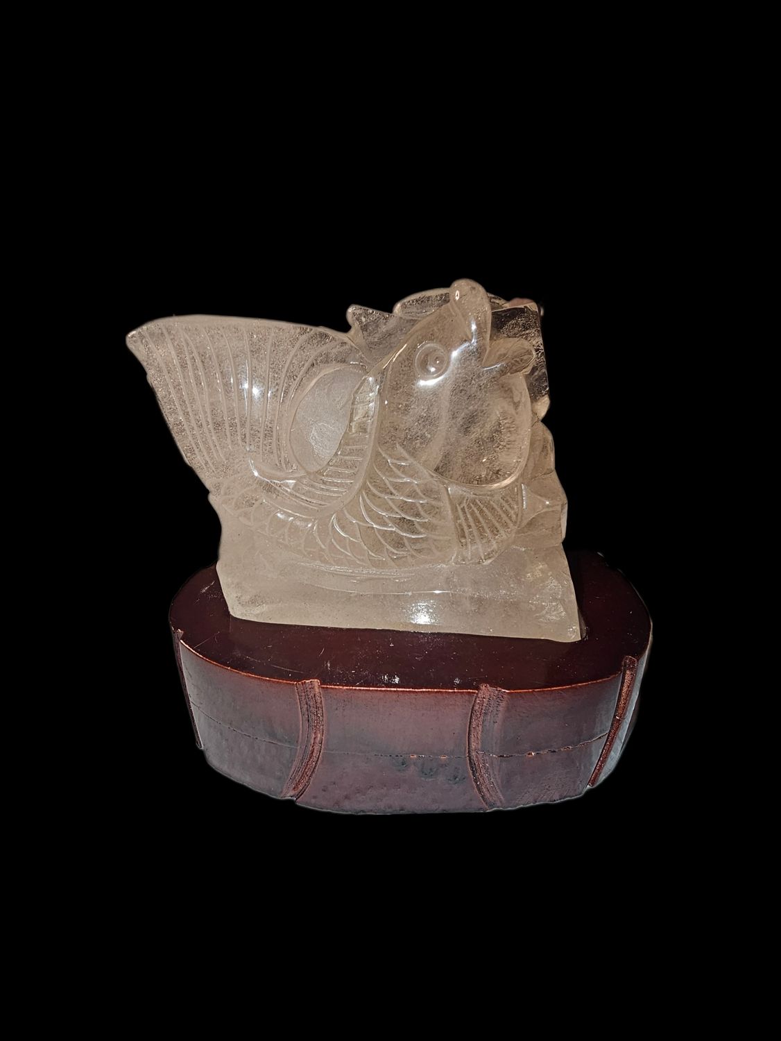 Koi Clear Quartz on Stand