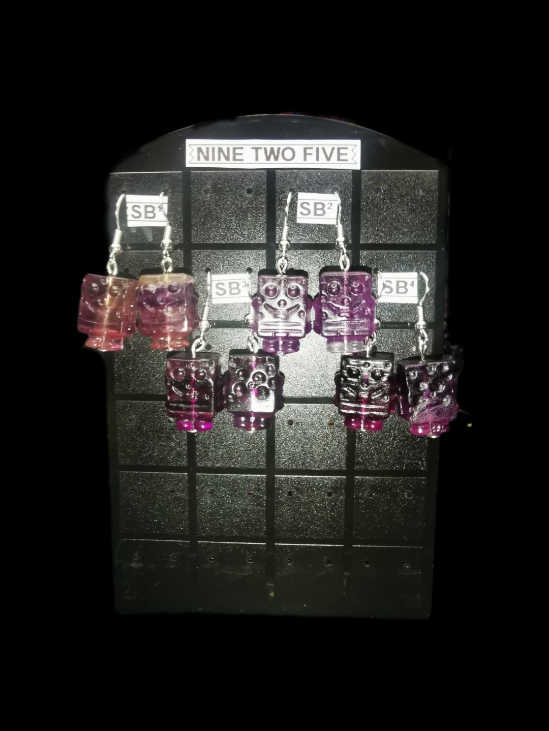 Earrings 925 Fluorite SpongeBob 