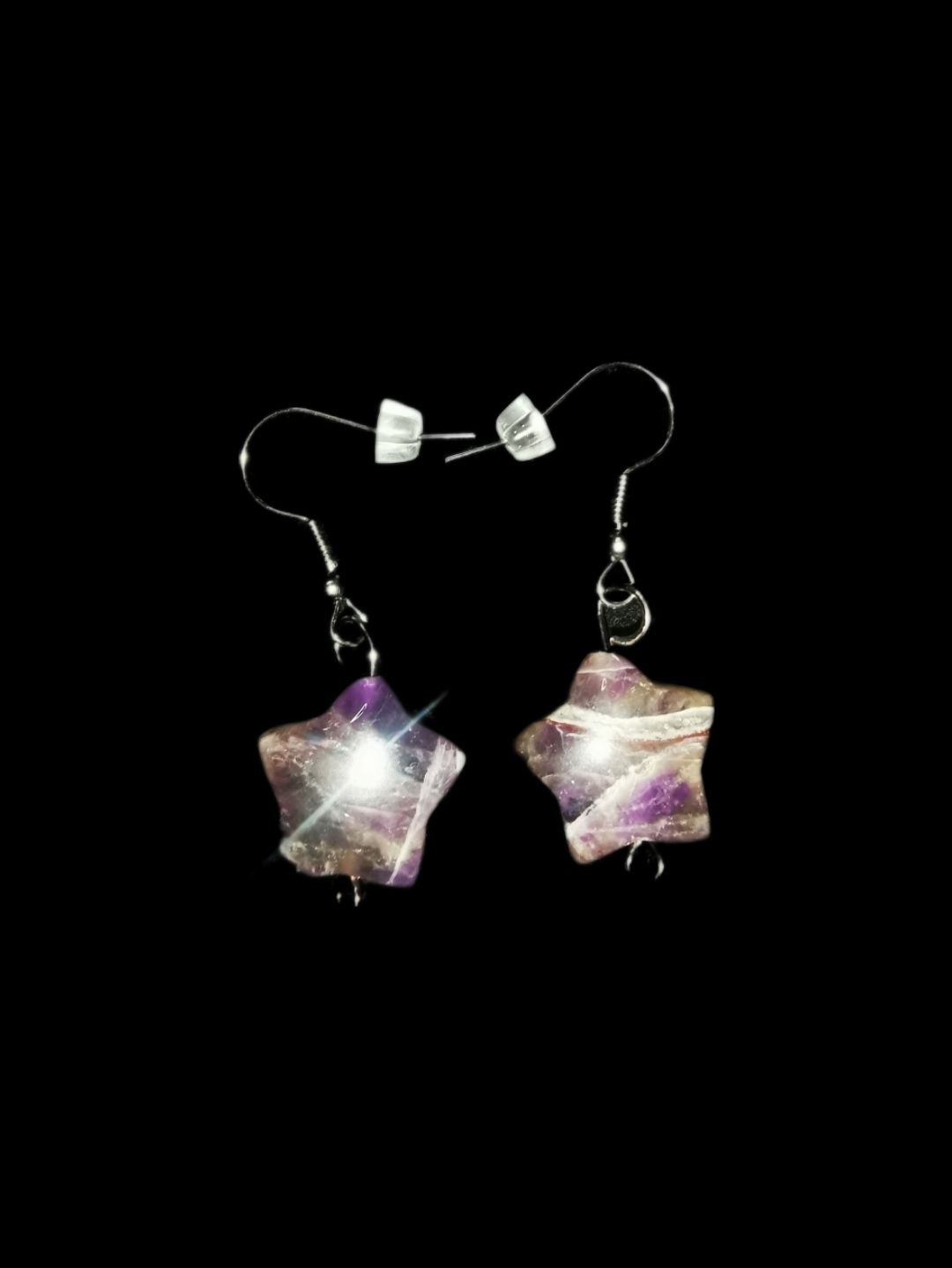 Earrings Chevron Amethyst Star 