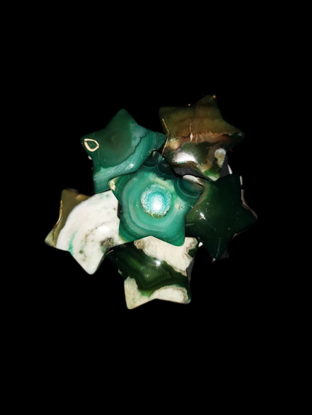 Carving Green Flower Agate Star