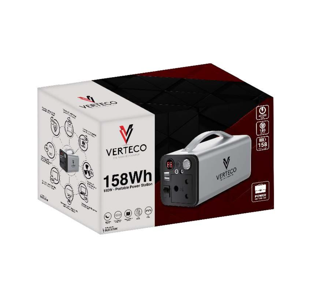 Verteco Elecstor CORE 180W Portable Power Station 43200mAh - 158WH