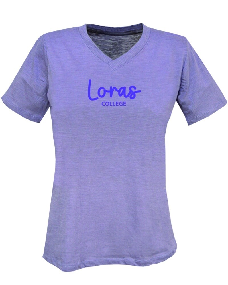 Serena Slub V Neck short sleeve tee, Size: Sm, Colour: Dusty Purple