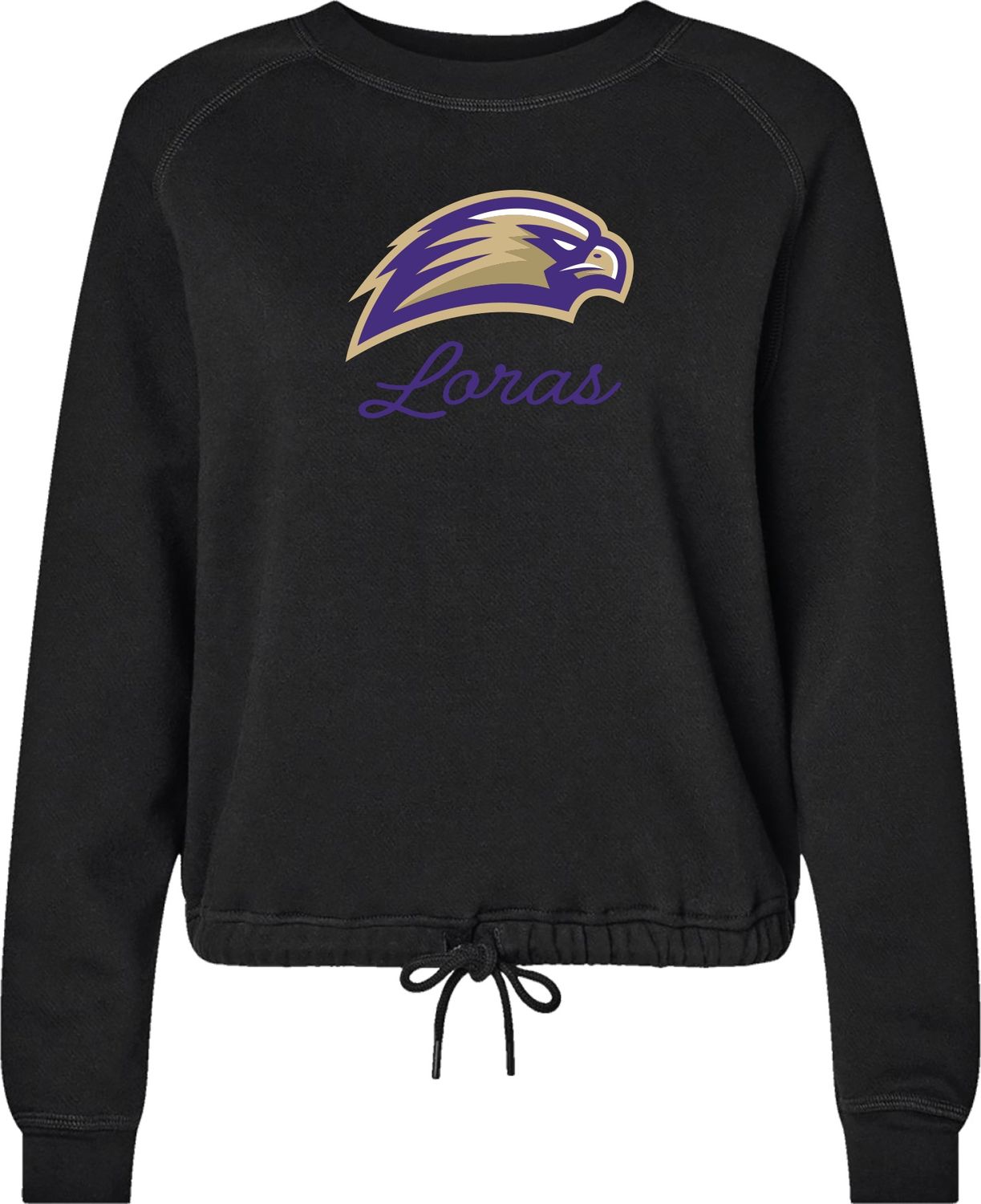 Ladies Crop Crew with Drawstring, Colour: Black, Size: SM