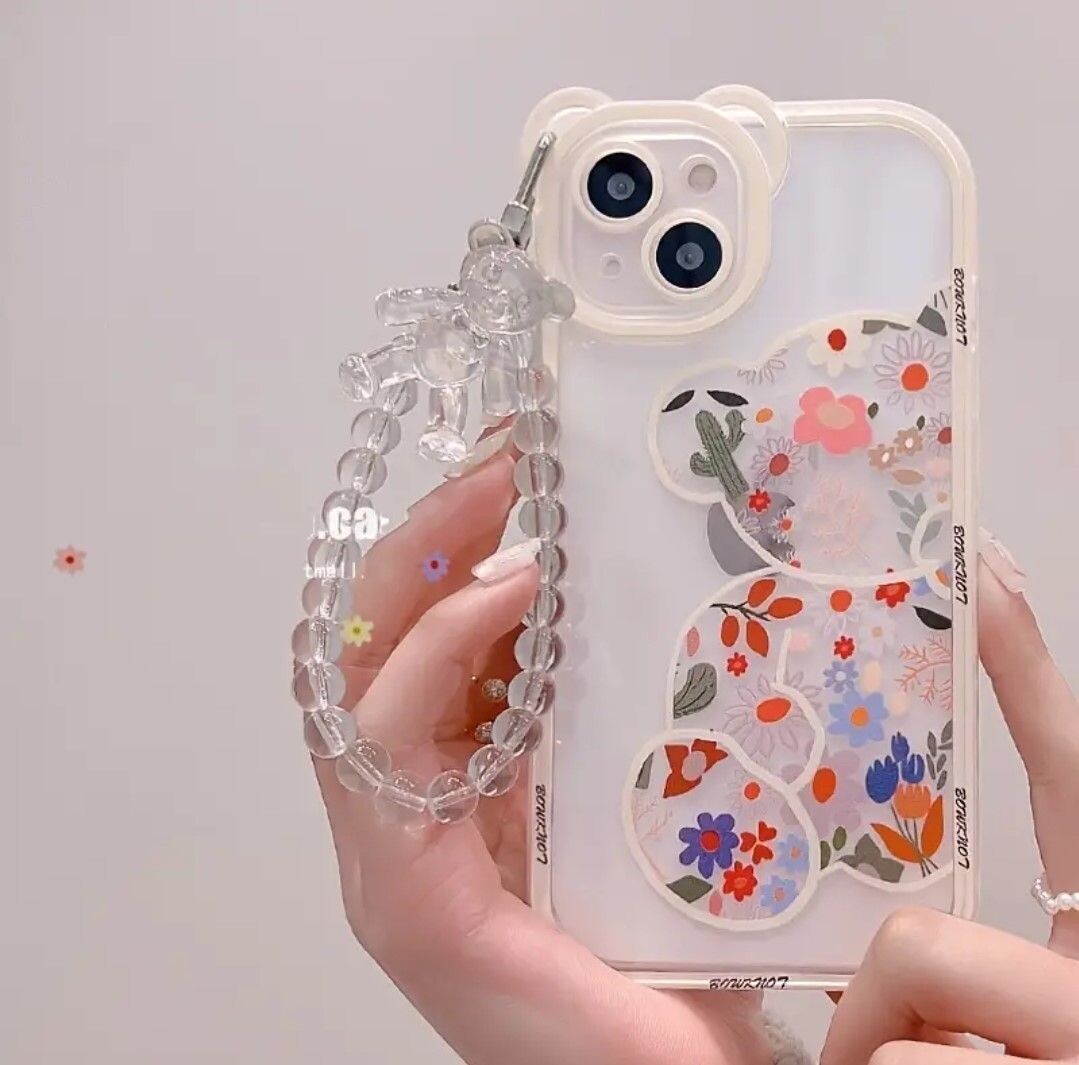 3D Bear Flower Transparent iPhone 11 Case