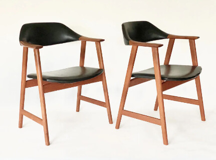 Danish Teak Dining Armchairs Pair