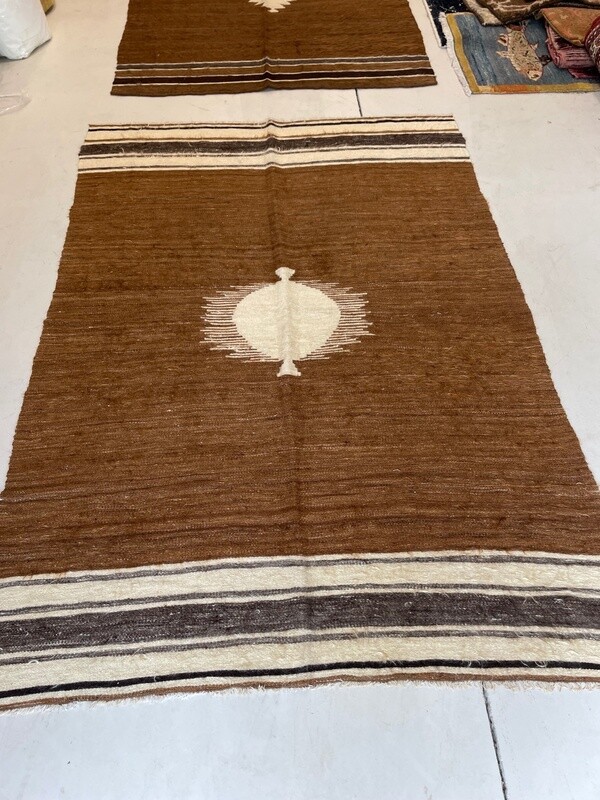 Antique Kurdish Goat hair Siirt rug or bed covering 4.4&#39; x 6.4&#39;
