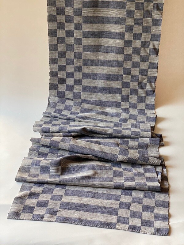 Antique home loomed checkered runner - Sweden 16&#39; x 23 1/2&quot;