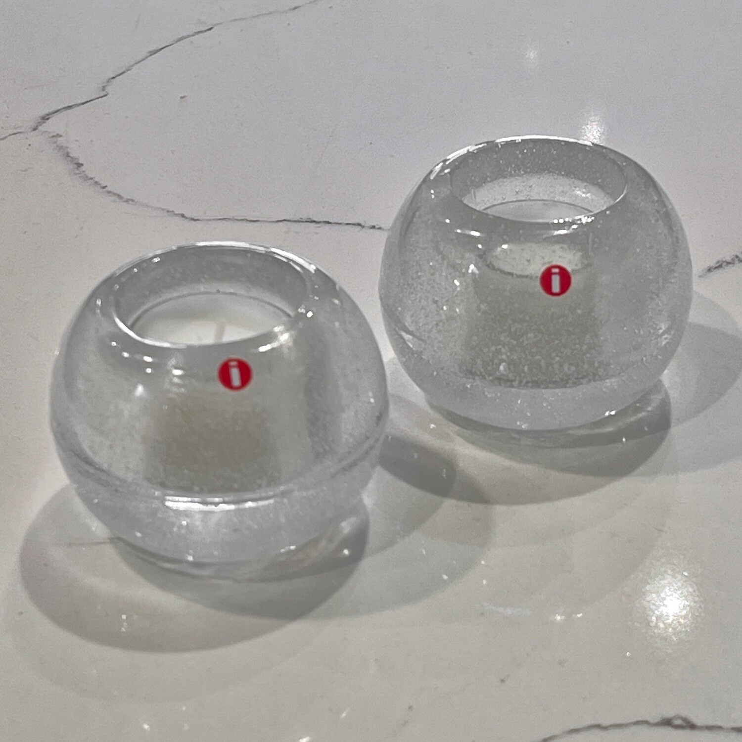Pair of Iittala Tapio Wirkkala soda glass votives  - Finland