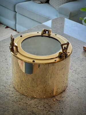 1960s Polished Brass Porthole ice bucket