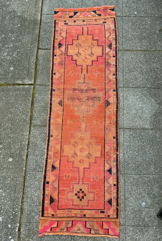 132&quot; x 37&quot;  Vintage Kurdish tribal rug runner - Turkey