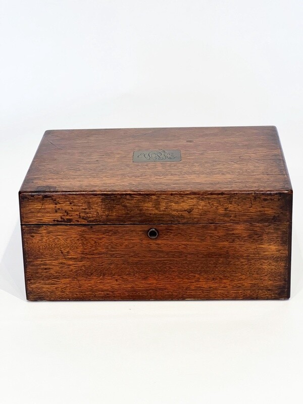 Rare Milk Glass lined  1890s Mahogany cigar humidor