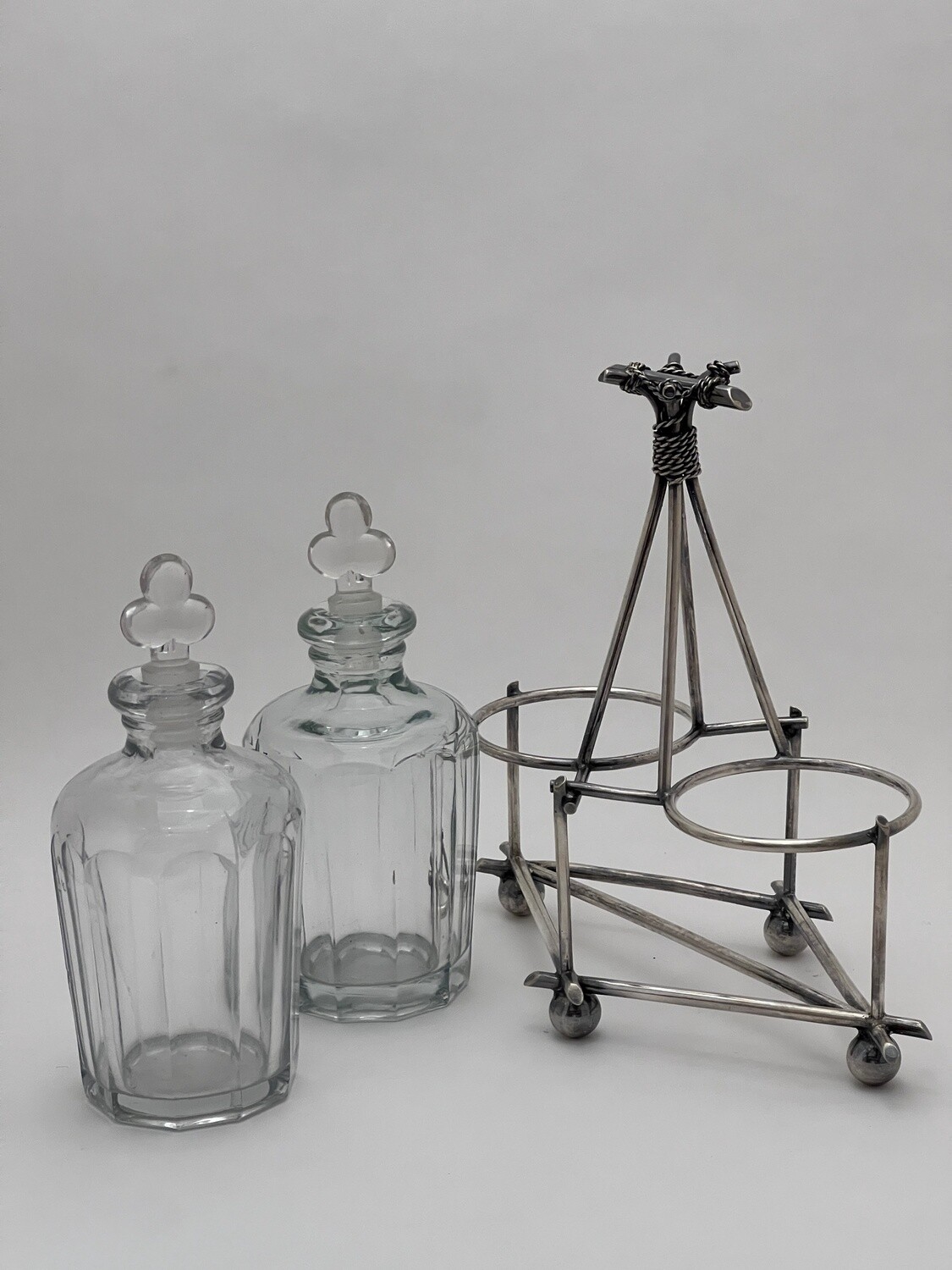 Early 1900&#39;s Sterling Silver &amp; Glass Cruet Set - France