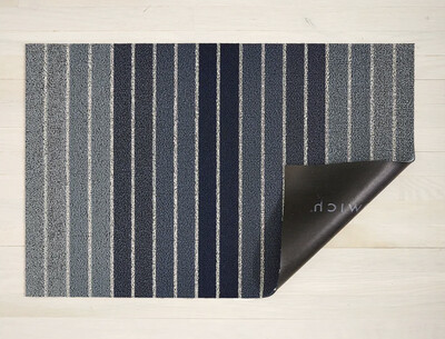 Chilewich Block Stripe Shag mat 36x24 - Denim