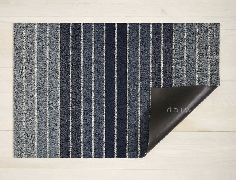 Chilewich Block Stripe Shag mat 36x24 - Denim