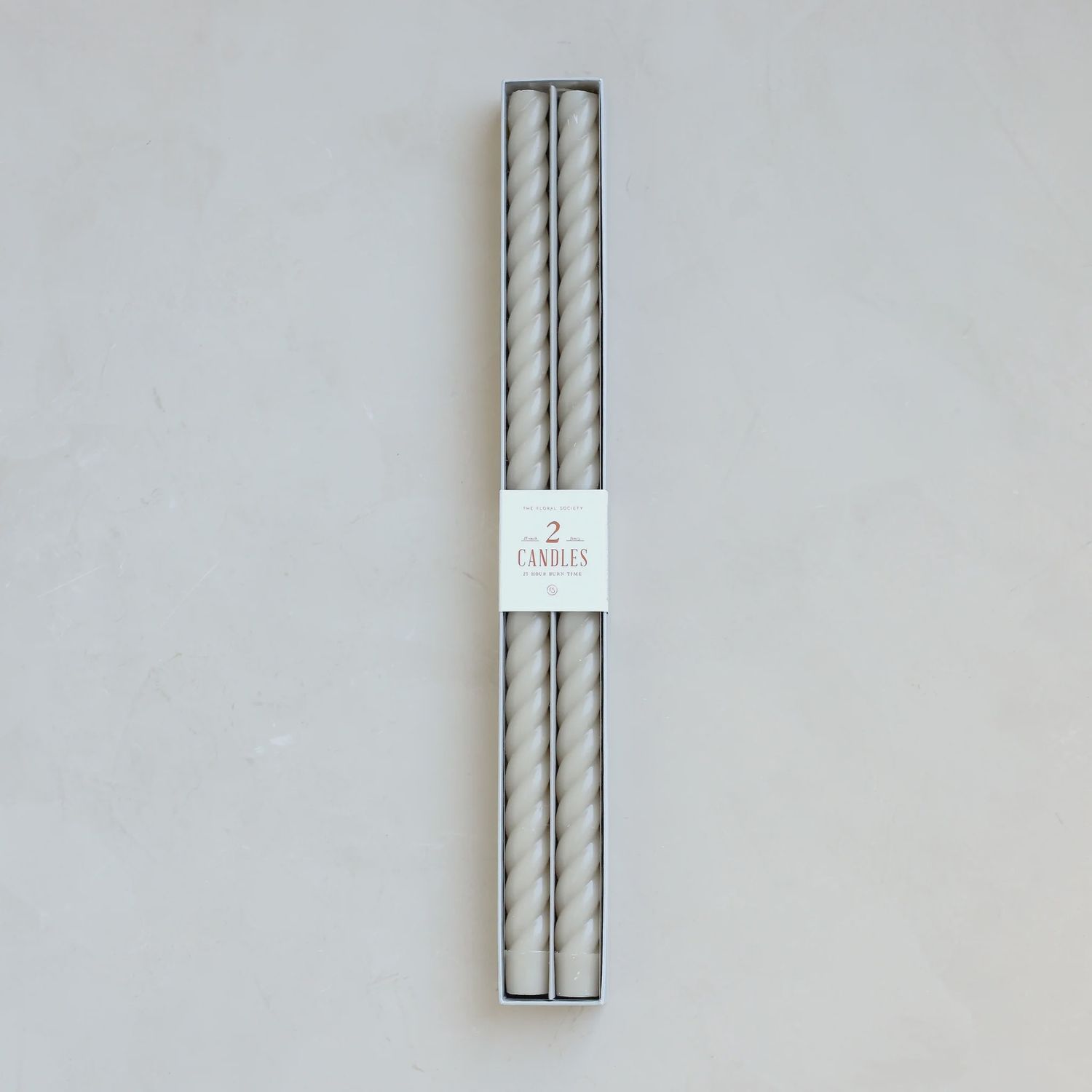 The Floral Society - 18&quot; fancy taper candles - twist in 3 colors