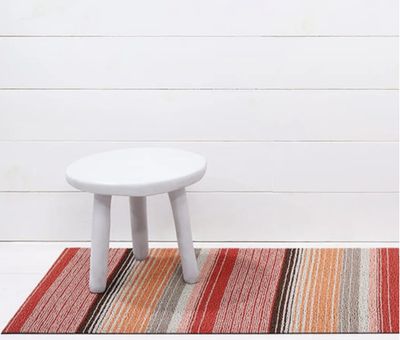 Chilewich Pop Stripe Shag utility Mat - Paprika