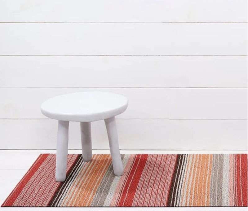 Chilewich Pop Stripe Shag utility Mat - Paprika