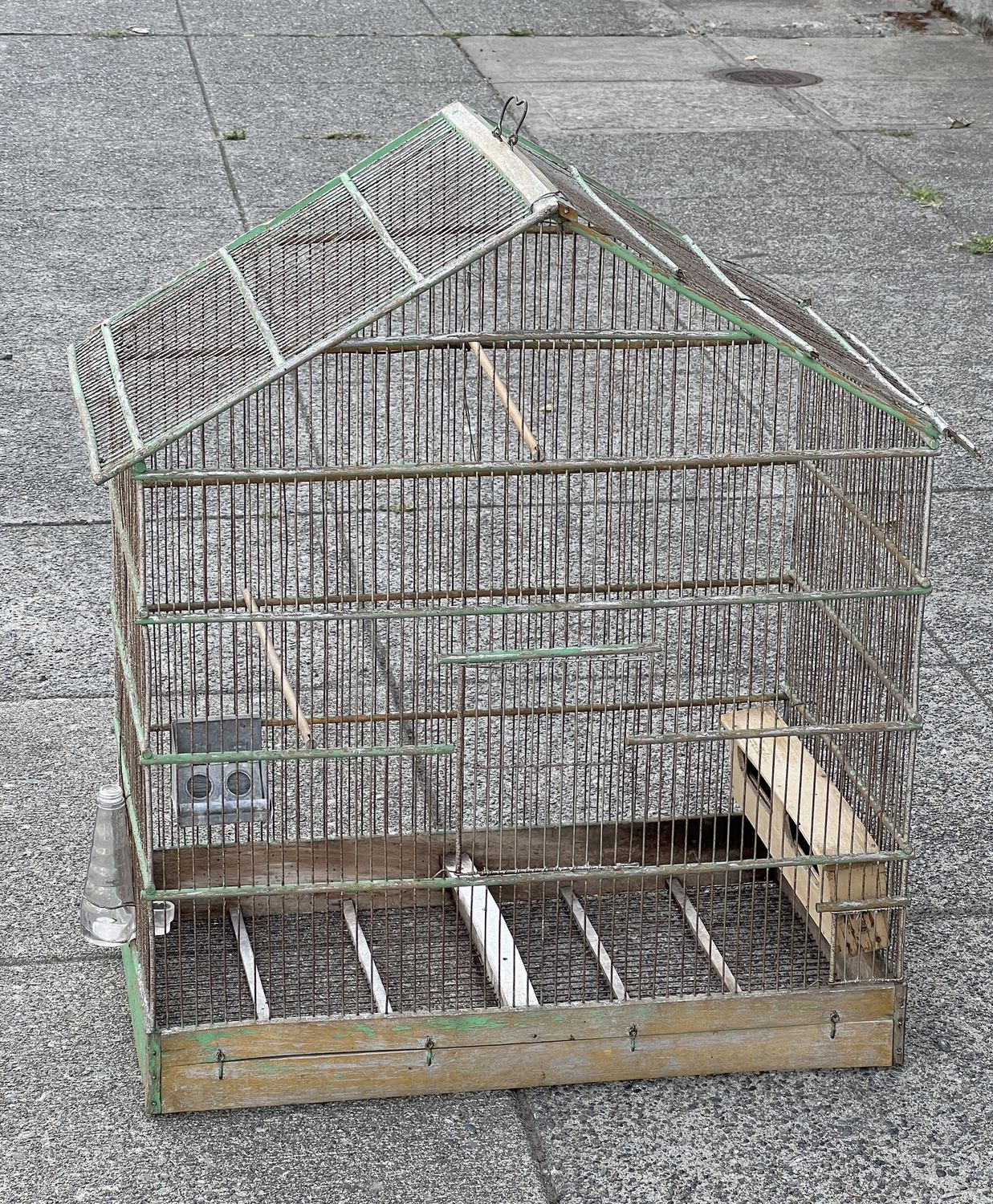 Large Antique French wood and wire birdcage 1900s