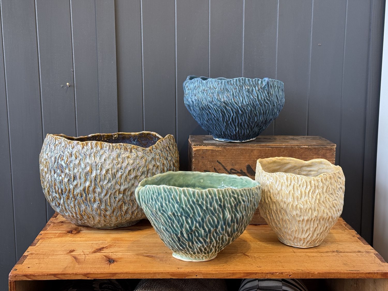New Zealand Porcelain bowl layered &#39;Iron Shift&#39; &amp; &#39;Flowing Blue&#39; glazes - Stacey McCandlish - Seattle