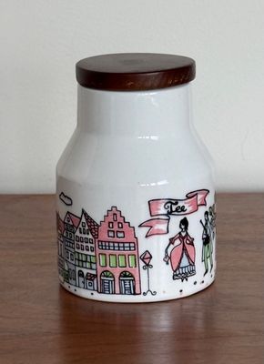 1960s Schramberg Germany TEE (tea) ceramic storage jar + wooden lid