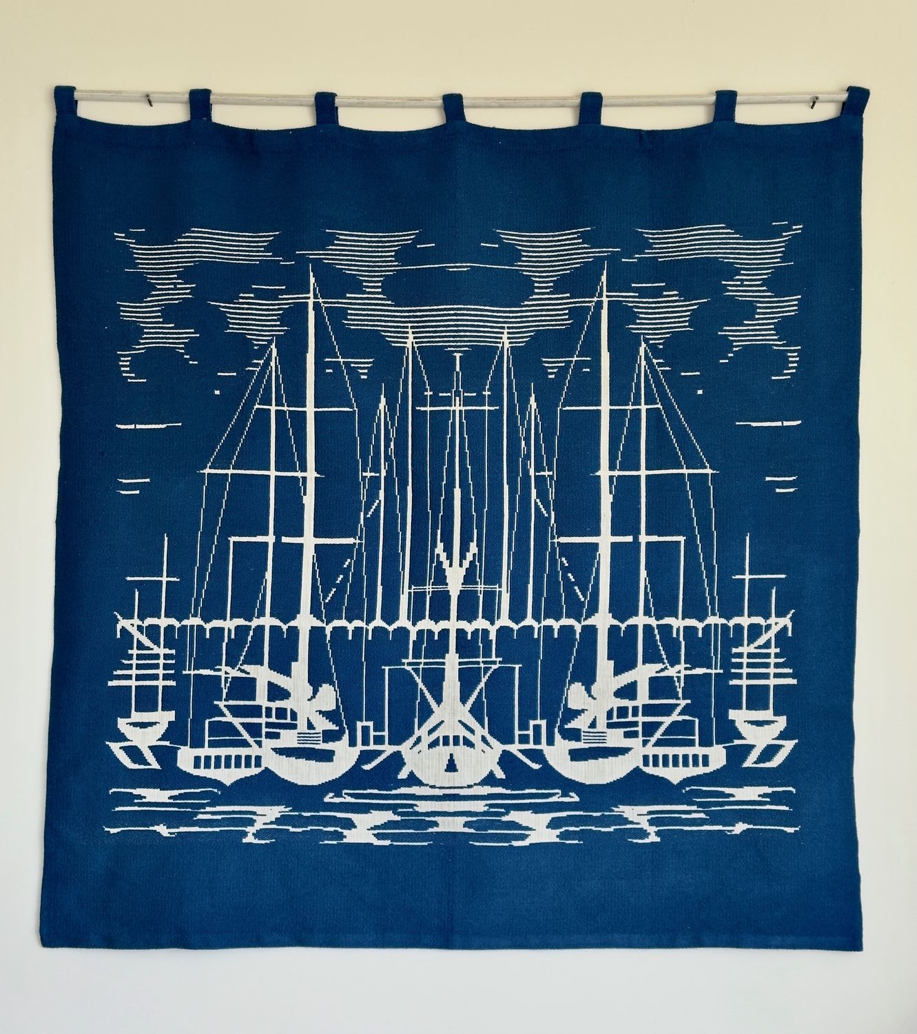 Wool Sailboat Tapestry 51.5&quot; x 51.5&quot;
