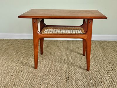 Trioh Møbelfabrik  teak end table with cane shelf  - Denmark 2 available