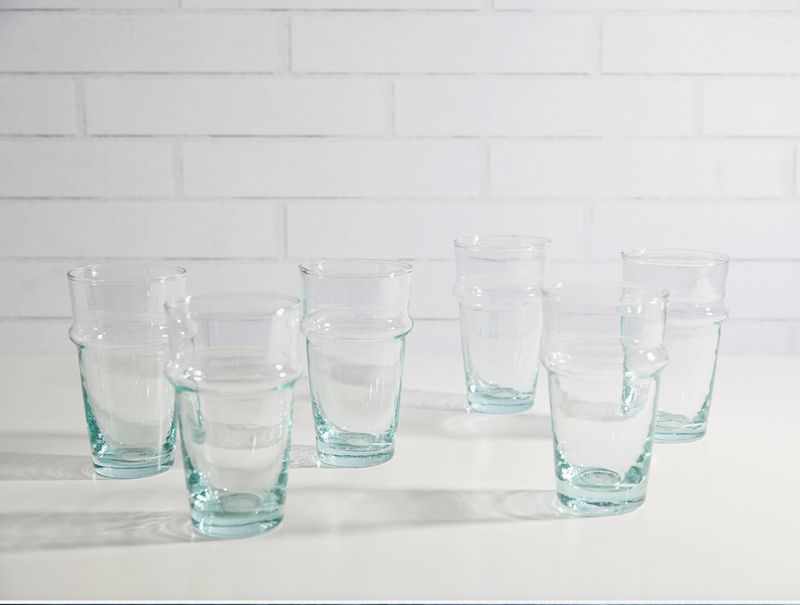 Large Clear Le Verre Beldi Hand blown recycled glasses, Morocco
