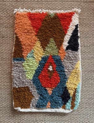 Multi colored Diamond Moroccan Beni Rug 3&#39; x 2&#39; 1&quot;