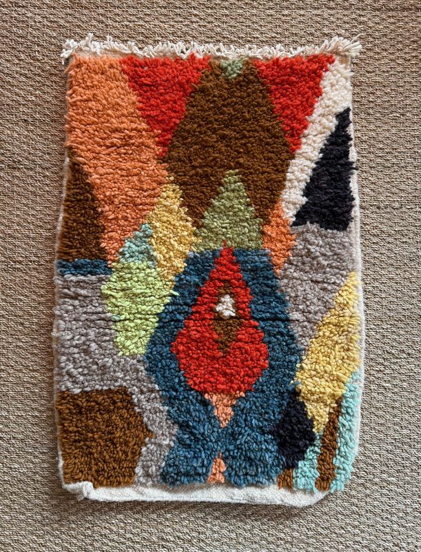 Multi colored Diamond Moroccan Beni Rug 3&#39; x 2&#39; 1&quot;