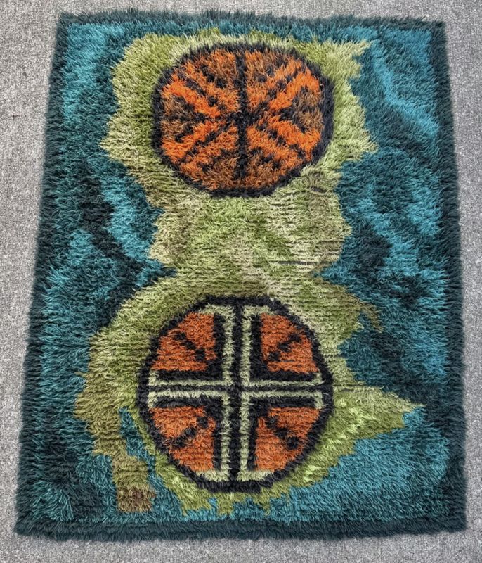 1960s Rya rug/wall hanging 86&quot;L x 64&quot;w -  Sweden