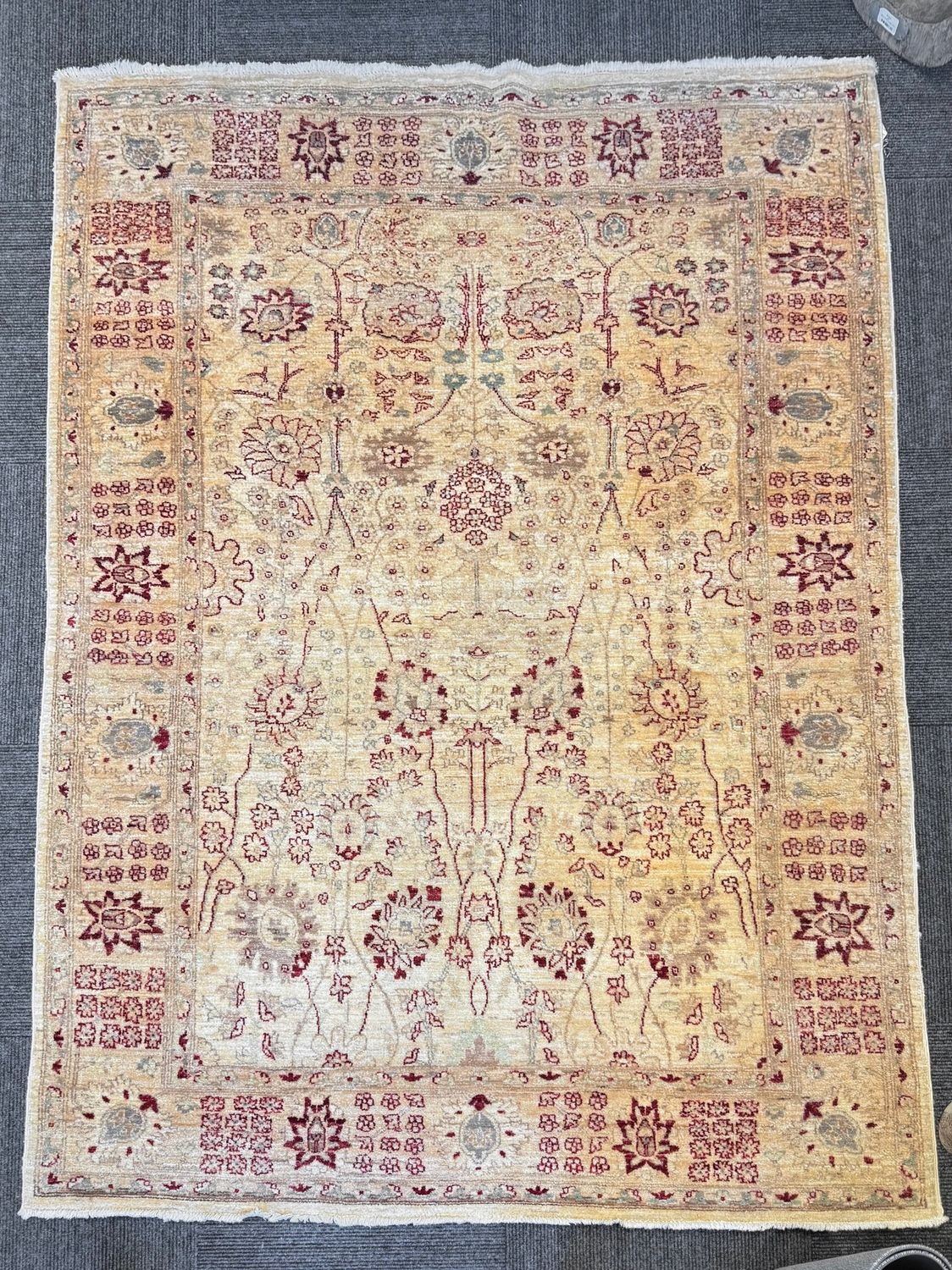 Hand-Knotted Turkish Oushak Rug 6&#39; W x 8&#39; 1&quot; L
