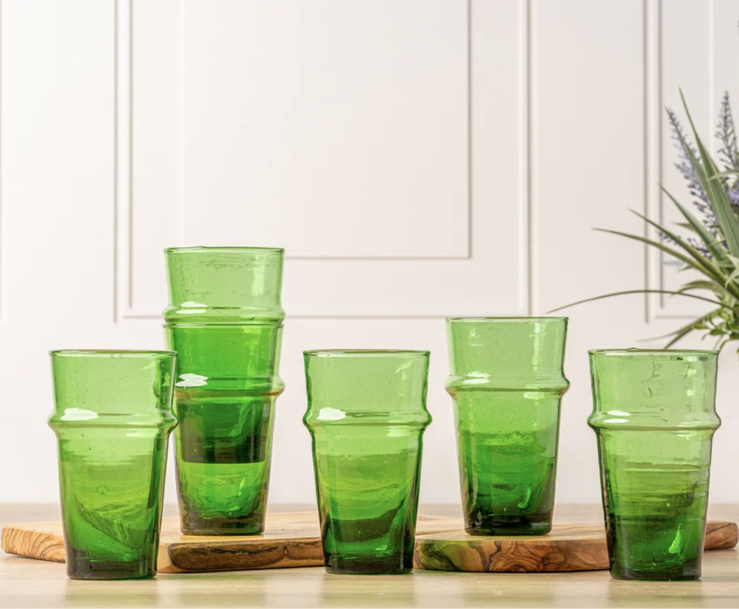 Large green Handblown Beldi glass
