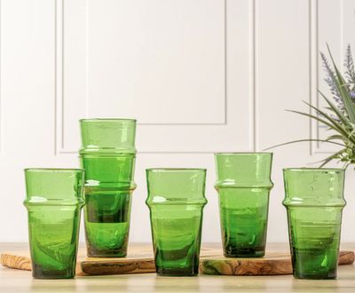 Large green Handblown Beldi glass