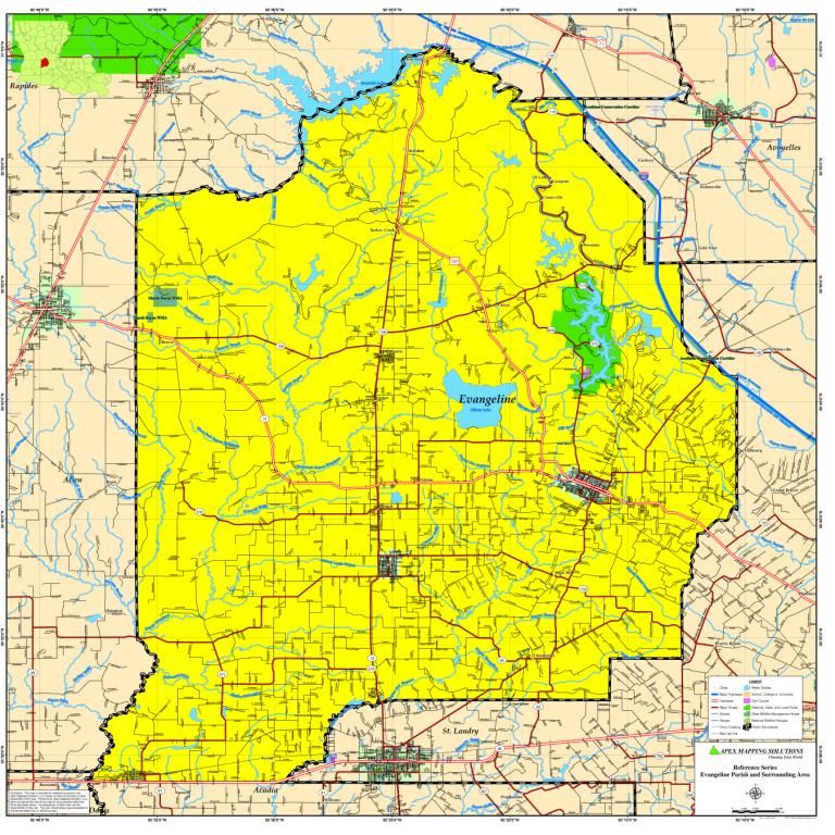 EVANGELINE PARISH MAP