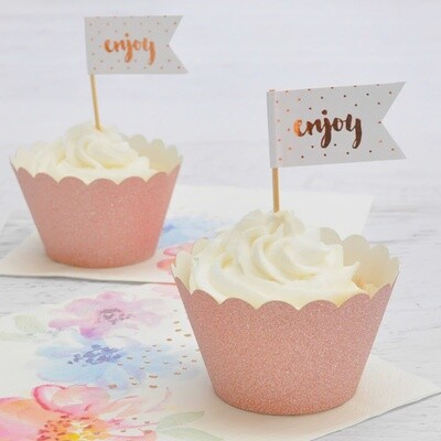 ROSE GOLD GLITTER CUPCAKE WRAPPERS 12