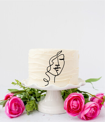 LADY WITH HAIR CAKE TOPPER