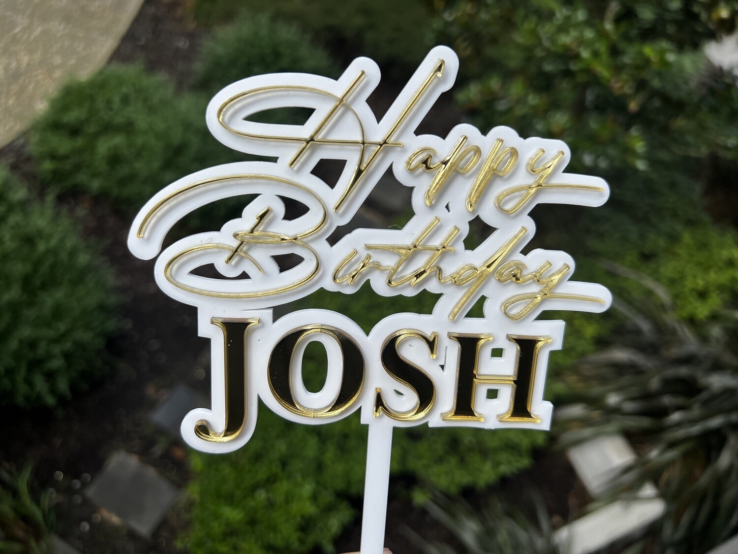Happy Birthday Name Double Cake Topper