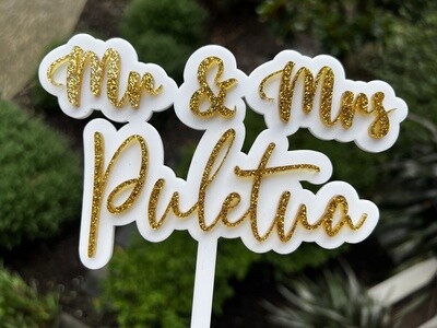 Mr and Mrs Name Wedding Cake Topper