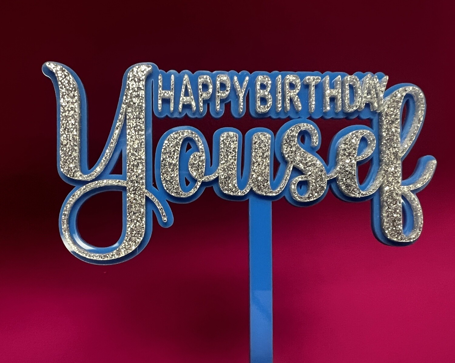 HAPPY BIRTHDAY NAME DOUBLECAKE TOPPER