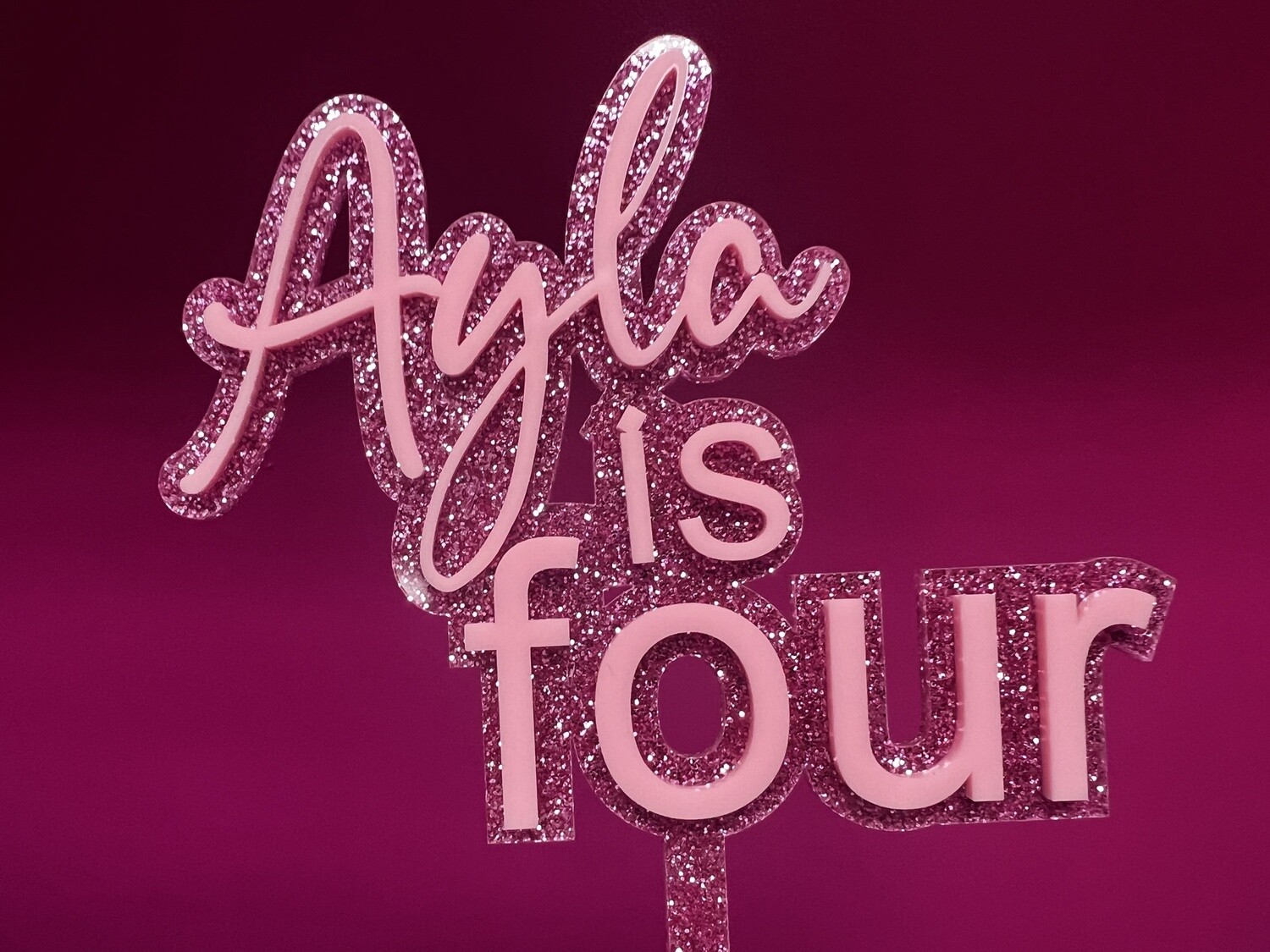 Glitter name cake topper