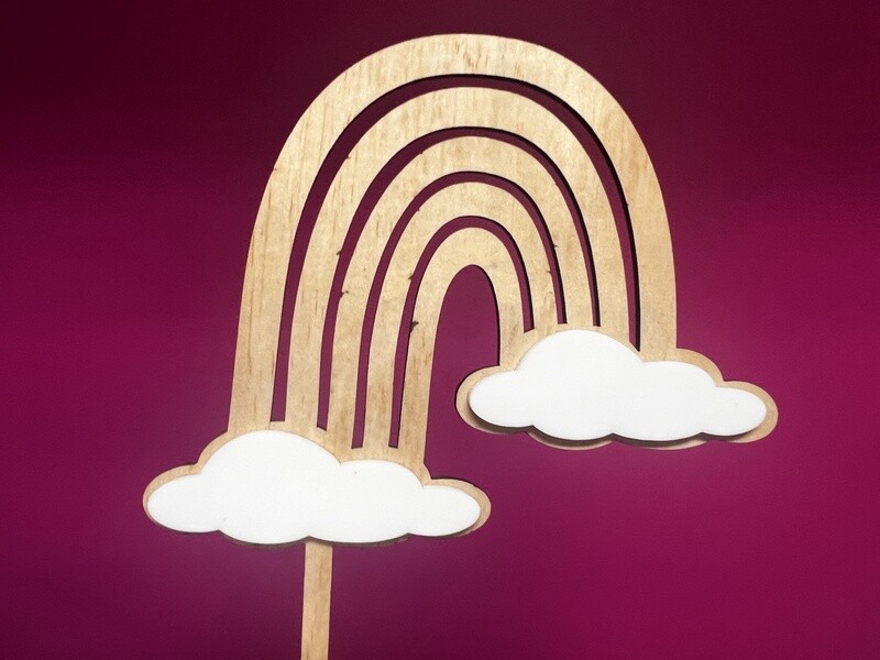 Rainbow with clouds cake topper
