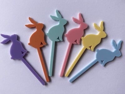 Bunny cupcake toppers mixed colours 6 pack