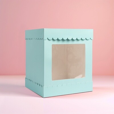 10&quot; X 10&quot; X 12&quot; TALL SCALLOPED CAKE BOX - PASTEL BLUE